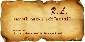 Radvánszky László névjegykártya